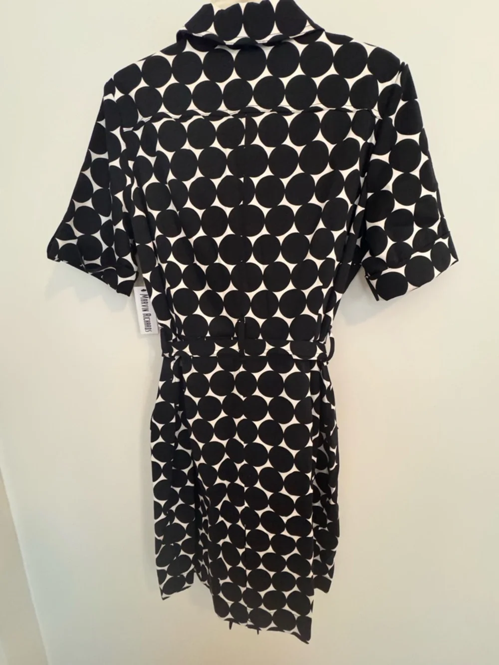 Marvin Richards Black and White Polka Dot Midi Shirt Dress - Picture 4 of 13